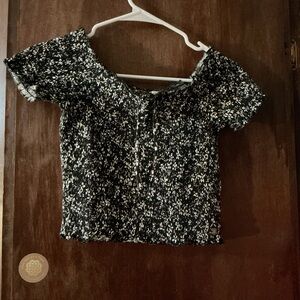 Roxy Black and White Speckled Blouse